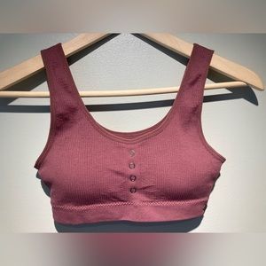 Lucky Brand burgundy wireless ribbed sports bra medium